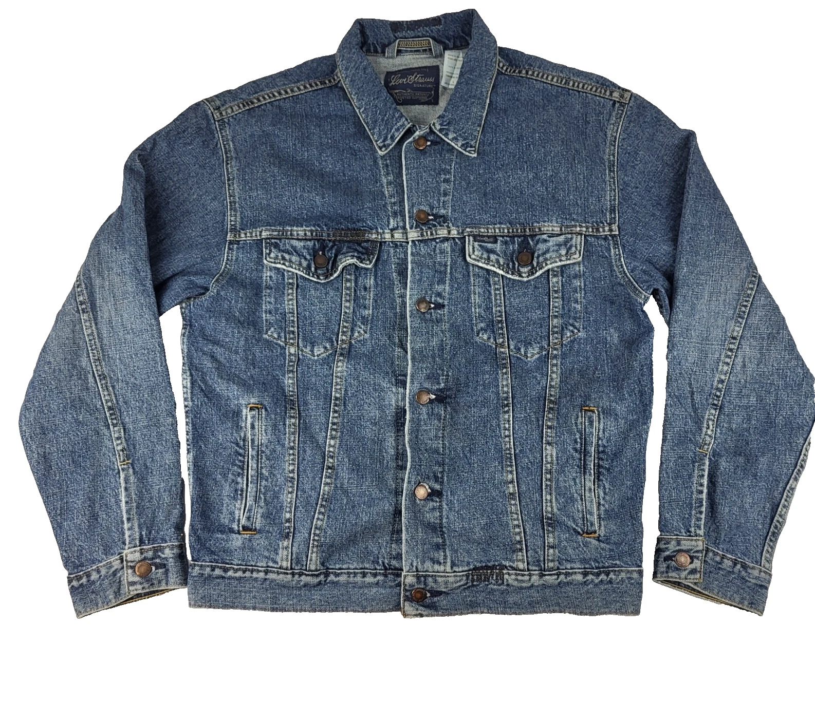 Levi’s Strauss Signature Jacket Men's Blue Standard Trucker Distressed Size L