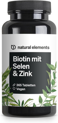 Natural Elements Biotin + Selenium + Zinc For Skin, Hair & Nails - 365...