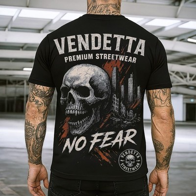 Vendetta Inc. Herren Shirt lurzarm Skull City schwarz VD-1638 Gr S bis 5XL NEU