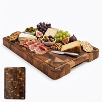 Schneidebrett Akazienholz Groß Mit Saftrille 38X28X1,8Cm KüChenzubehöR Robust