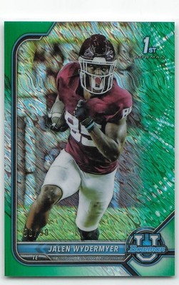 2021-22 Bowman University #63 Jalen Wydermyer Chrome Green Shimmer #/99 NFL