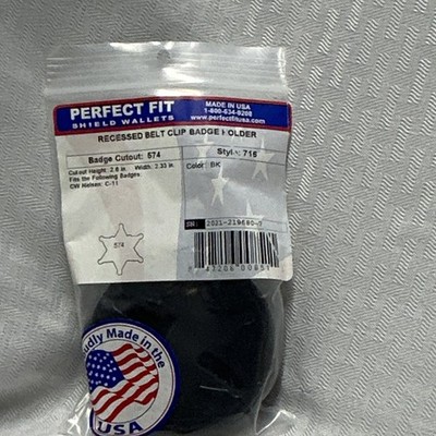 Perfect Fit Recessed Belt Clip Badge Holder, Style 716 Cutout 574 Black