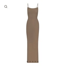 Skims Soft Lounge Long Slip Dress Womens XXS New NWT Ribbed Maxi Scoop Neck