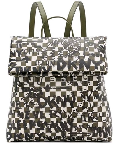 DKNY Olive Green Tilly Graffiti Fold Backpack - Picture 1 of 24