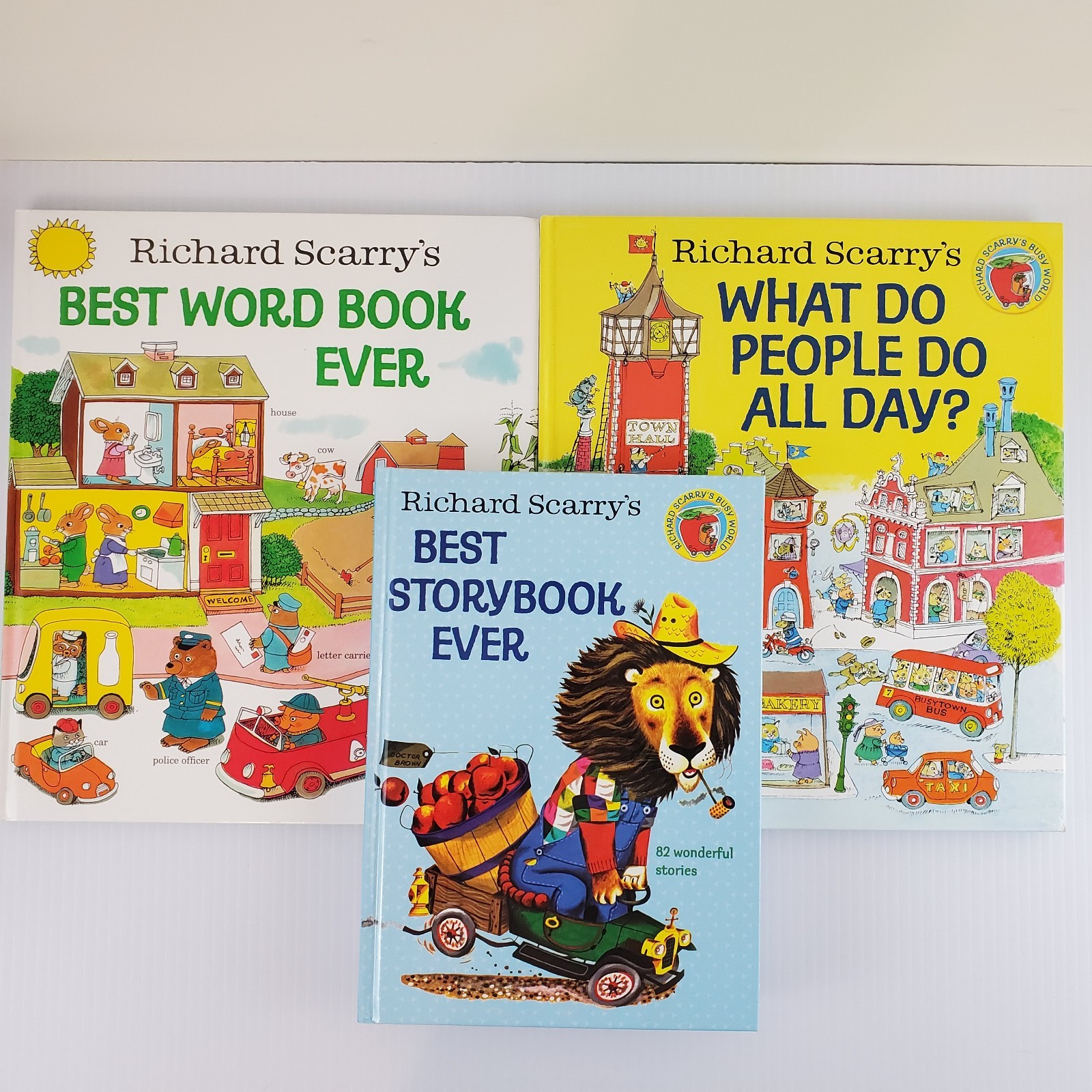 Lot of 3 Richard Scarry HC What People Do all Day Best Storybook Best Word Book