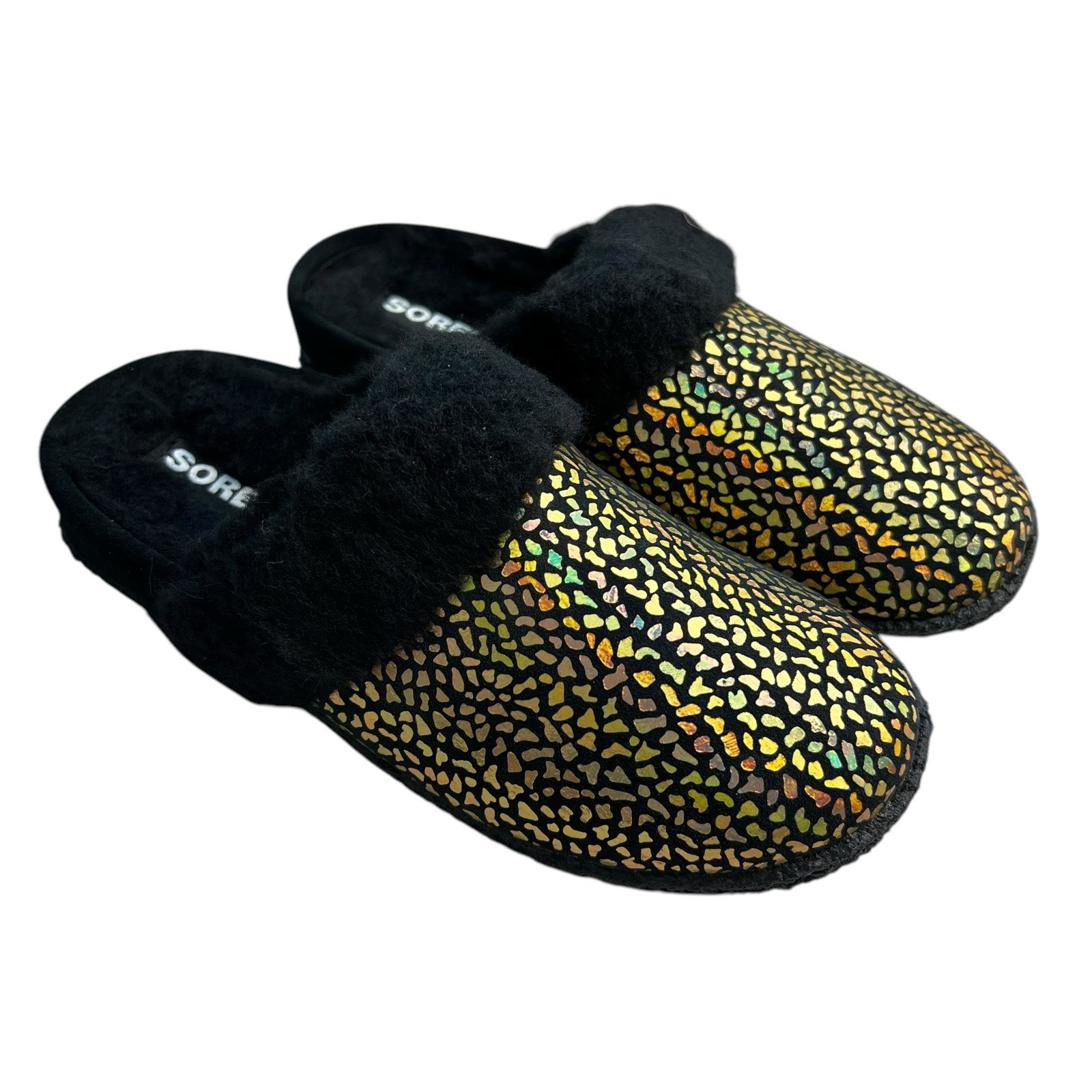 PANTOFOLA D’ORO Sorel NUOVO Nakiska Slide II nero sale marino nero oro pantofole giovanili 5