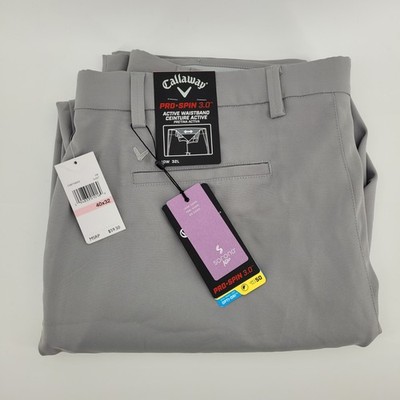 Callaway Pro-Spin 3.0 Golf Pants Mens 40x32 Gray Sleet Opti-Dri Active Waistband