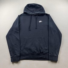 Nike Hoodie Sweatshirt Mens Small Black Club Fleece Swoosh Pullover Sportswear