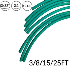 3:1 Heat Shrink Tube-3/32" Green Dual Wall Marine Adhesive Glue Lined Waterproof