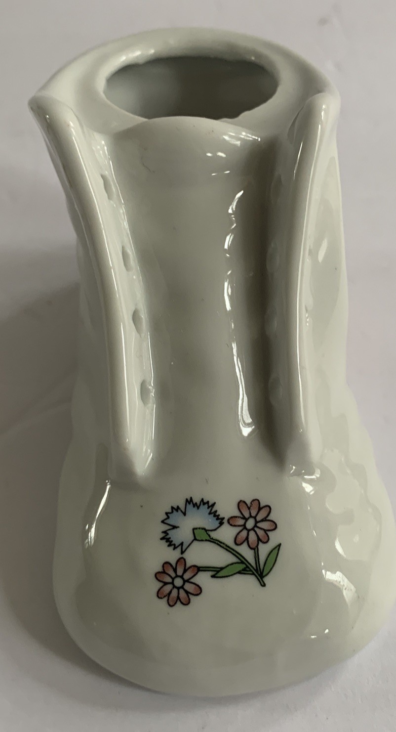 VTG Ceramic Baby Bootie Picture Frame Trinket Planter Felt Bottom Taiwan Unisex