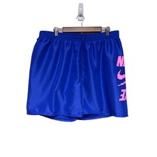 NEW Nike 7" Volley Swim Shorts Racer Blue Pink Logo Lightweight Men's Size XL