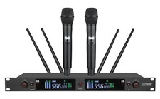 Church Wireless Microphone System Dual Channel UHF Cordless Handheld Mic Stage