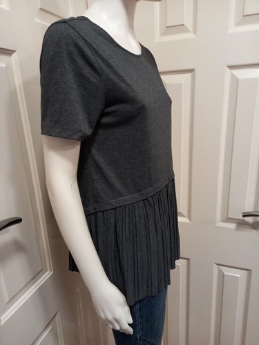 Boss Orange Label Grey Pleated Hemline Top Size UK Medium - Picture 3 of 11