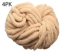 4 PACK - Tan Chenille Chunky Yarn 95 ft 31.7 yd
