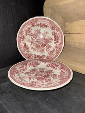 Villeroy & Boch Red Fasan Pattern Rimmed Soup Bowls (2)