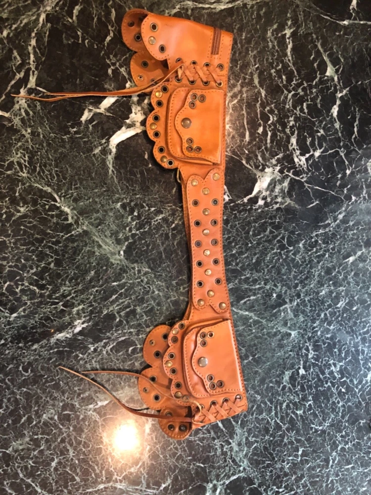 Leather Belt Bag, Tan Leather Hip Bag, Women’s Waist Pack, 35”-40” from Greece