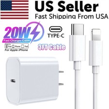 20W PD Fast Charger USB C Adapter Cable Power for iphone 14/13/12/Pro/11/XS/XR