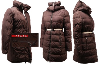 prada puffer jacket belted