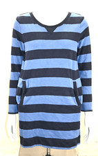 GAP Size XS Pullover Blue On Blue Stiped Long Sleeve Cotton Dress With Pockets