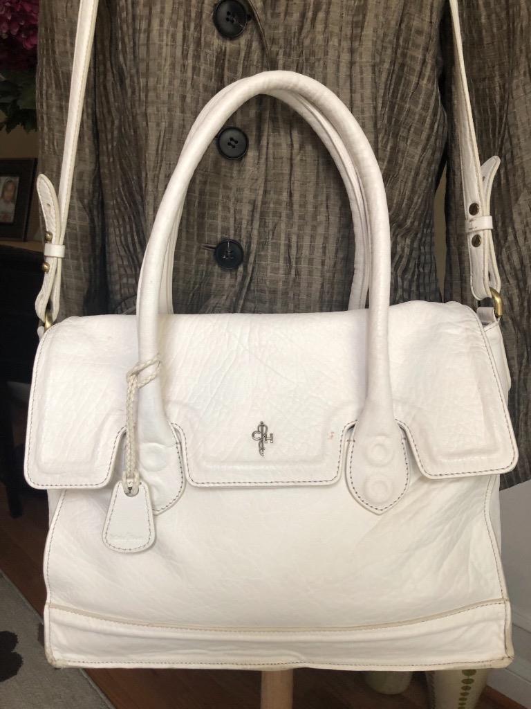 Cole Haan Brooke Flap white Leather Tote purse (PU800 eBay