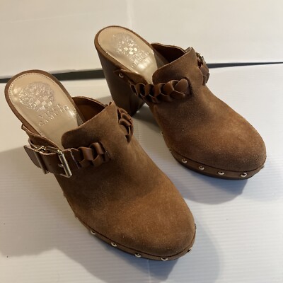Vince Camuto Platform Suede Clogs Brown Size 6