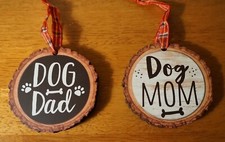 DOG DAD and DOG MOM Christmas Ornaments Pet Puppy Bone Paw Holiday Decor NEW