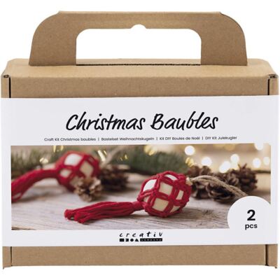 Creativ Company DIY Sets Macramé Kreativ Set Weihnachtskugeln, Weihnachtsrot, Ma