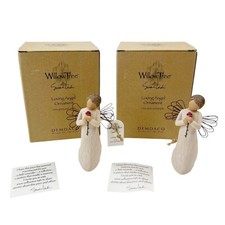 Willow Tree Loving Angel Ornament 26090 Demdaco 2002 Christmas Lot Of 2
