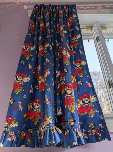 Super Mario Bros Vintage Nintendo Fabric Two Handmade Roman Shade Curtains