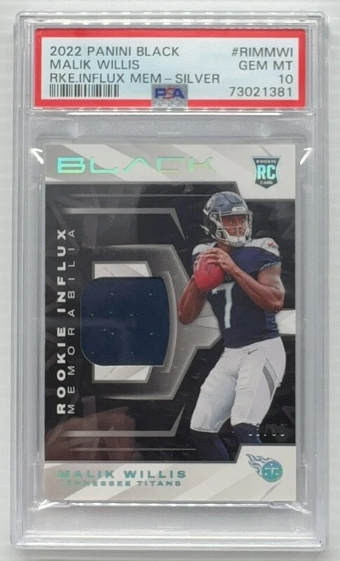 Malik Willis Panini Black Rookie Influx Memorabilia #RIMMWI Silver