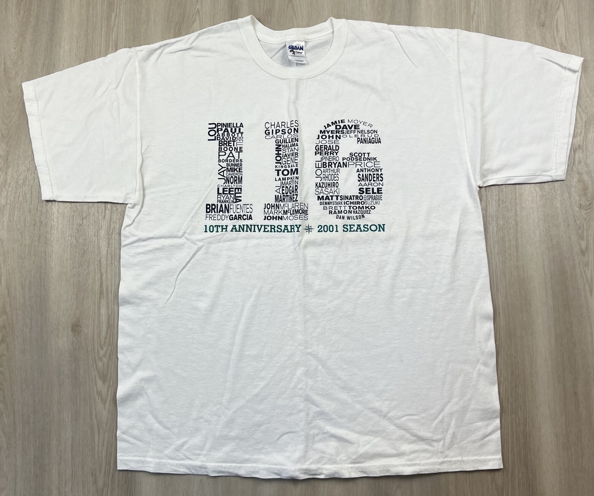 Seattle Mariners MLB 2001 Season 10th Anniversary 116 Wins T Shirt 