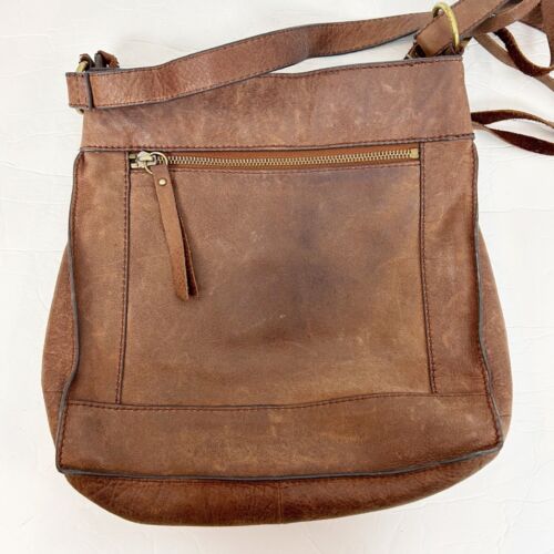Lucky Brand Baldwin Crossbody Patchwork Leather Crossbody Brown Boho Purse - Picture 4 of 6