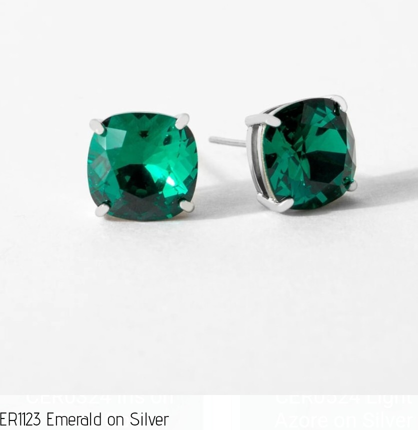 Origami Owl SILVER CLARA STUD EARRINGS w/EMERALD GREEN SWAROVSKI