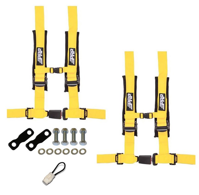 PRP 4 Point 2" Harness Seat Belts Automotive Style Latch Kit Yellow