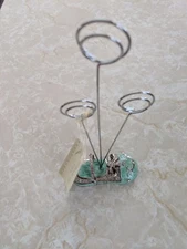 Colette et Cie Keepsake Baby Bootie Shoe Photo Clip Stand Green Blue Neutral Boy