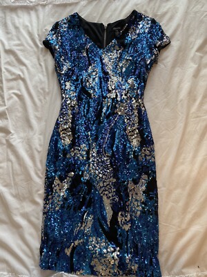 Cache Blue Sequin Dress | eBay