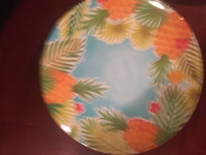 BRAND NEW TROPICAL BPA FREE MELAMINE DINNER PLATES SET OF 4