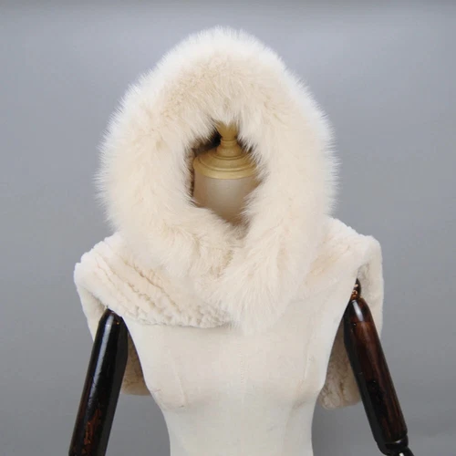 Neu Damen 100% Rex Kaninchenfell Mütze Russische Mütze Uschanka Fuchspelzkragen Schals - Bild 5 von 18