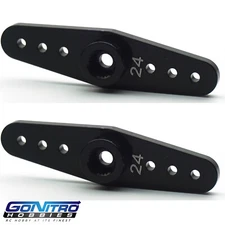 Go Nitro Hobbies 24T Aluminum 2 Way Servo Arm 2 Black Hitec