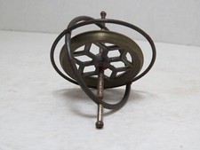 Vintage Gryoscope Scientific Spinning Top Balance Toy Brass with Metal Ring