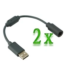 Lot of 2 Wired Controller USB Breakaway Cable Cord For Microsoft Xbox 360 4Z