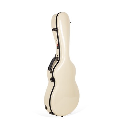 Crossrock Fiberglass Guitar Case fits 12-Fret 00 Style Acoustic Guitar-Ivory
