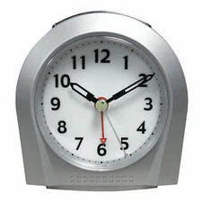 21103 Equity by La Crosse Night Vision Silent Sweep Analog Alarm Clock - Silver