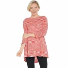 Susan Graver Size 1X Pink Cotton Rayon Space Dye Lightweight Knit Top