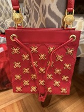 Gianni Versace Vintage Medusa Logo Shoulder Bag, Red Leather, Gold Purse