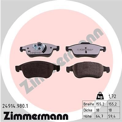 Zimmermann 24914.980.1 Bremsbelagsatz, Scheibenbremse FüR Dacia Renault-image