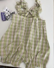 Pagliaccetto Carter's bambino verde rosa cotone morbido a quadri tg 0-3 mesi nuovo con etichetta SPEDIZIONE GRATUITA