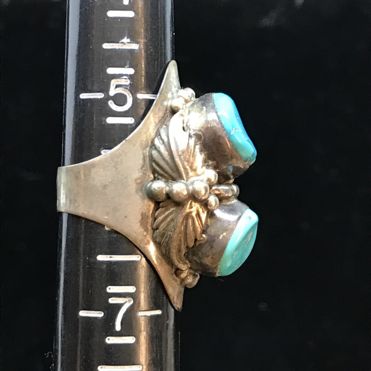 Vintage Native American 925 Sterling Silver Sgn J J Turquoise Ring
