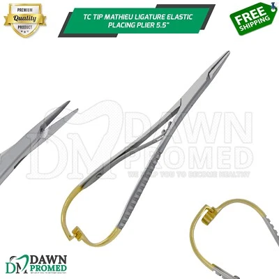 DAWNPROMED TC Tip Mathieu Ligature Elastic Placing Plier 5.5" Orthodontic Inst German Grade