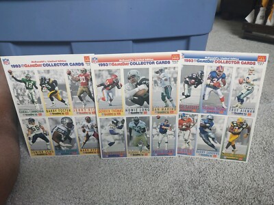 1993 McDonalds Limited Edition NFL GameDay Collector Cards Set of 3 uncut  sheets | eBay